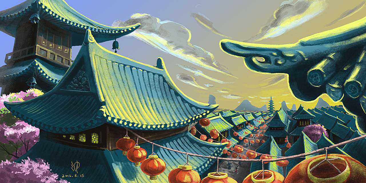 古街余霞|插画|创作习作|耀yaohua - 原创作品 - 站酷 (zcool)