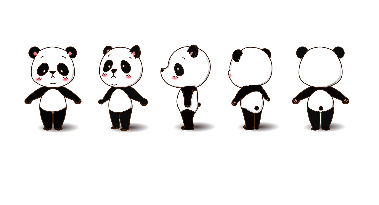 熊猫布丁五视图（图ZMTQ4MTc5NjI4） - 商业插画 - 站酷设计师杨兆宏同学原创素材 - 站酷ZCOOL
