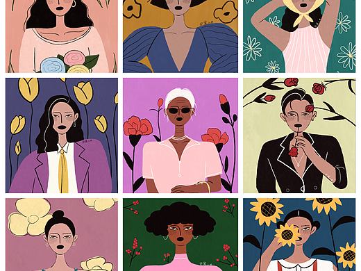 插畫 | 女孩與花（個人主頁-ZNTI5NTcwODA=） - 創(chuàng)作習作 - 站酷設計師黑小米原創(chuàng)素材 - 站酷ZCOOL