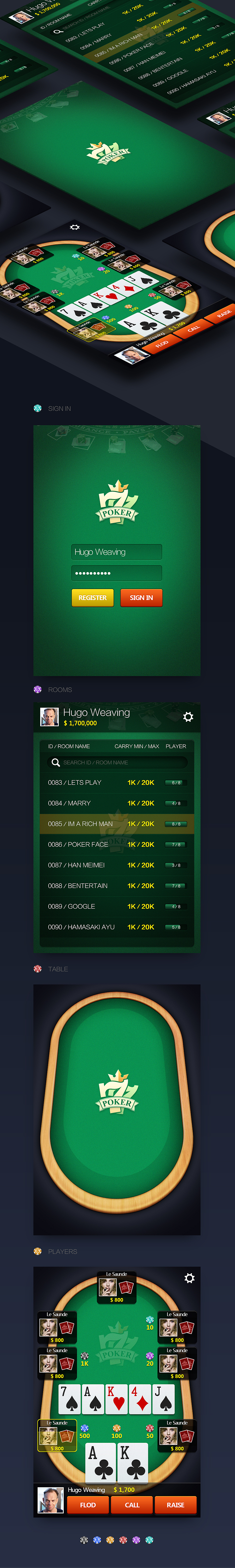 77 德州 扑克 游戏 Iphone 版 UI（图ZMTkxMjE4NjA=） - APP界面 - 站酷设计师梅松竹原创素材 - 站酷ZCOOL