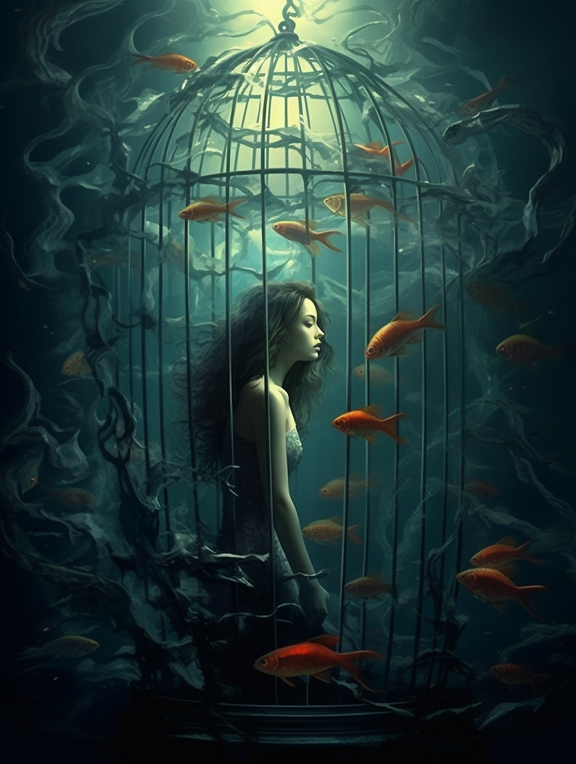AI绘画|消失的她,海底的她