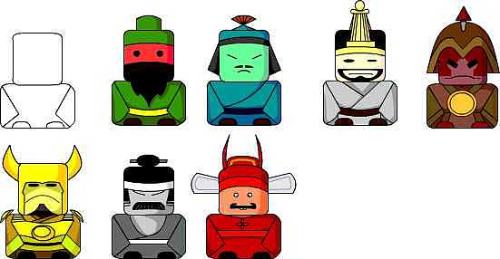 三國(guó)人物卡通設(shè)計(jì)（圖ZNTgzMjE2MTY=） - 創(chuàng)作習(xí)作 - 站酷設(shè)計(jì)師黃臉原創(chuàng)素材 - 站酷ZCOOL