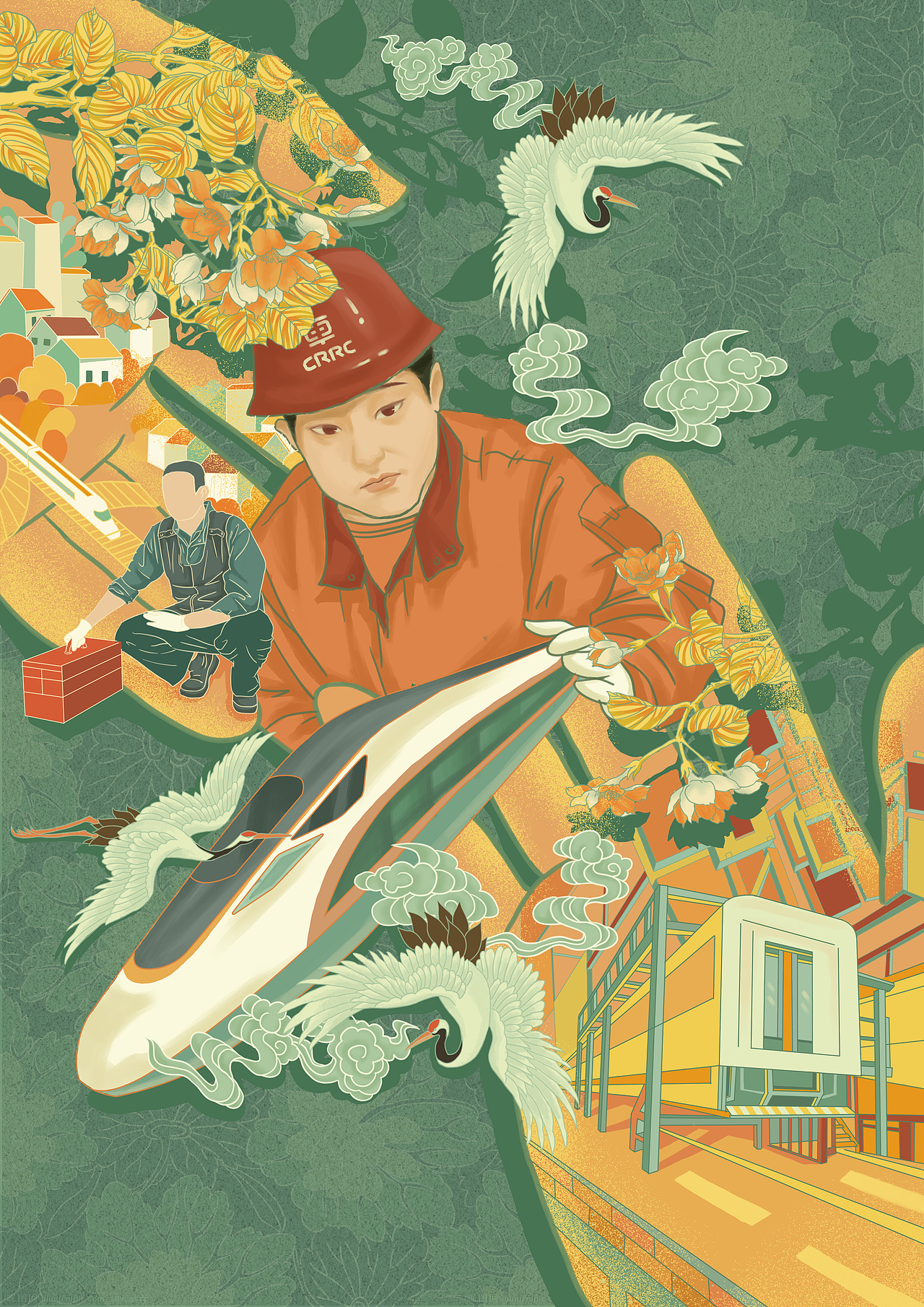 插画与传统工艺金丝沙画的结合与表现全过程记录