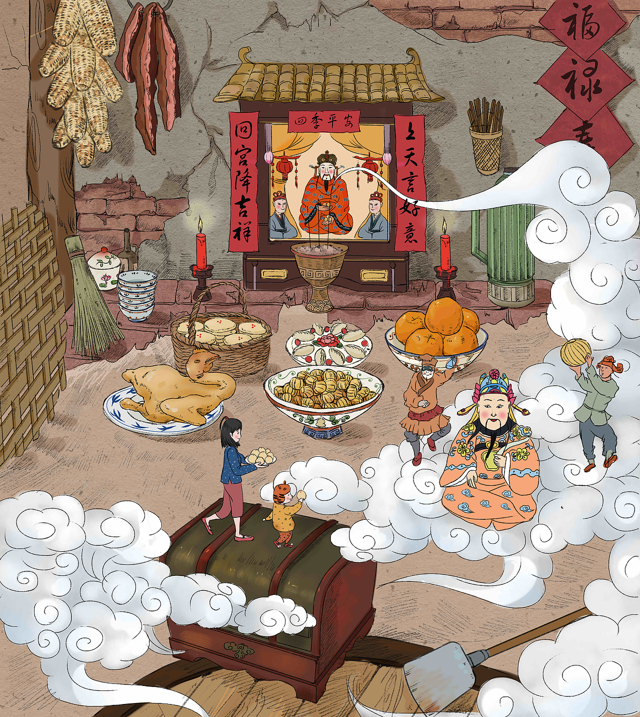 童谣故事绘本《祭灶歌》（图ZMTgzNTcwNjgw） - 绘本 - 站酷设计师画画的勺子原创素材 - 站酷ZCOOL