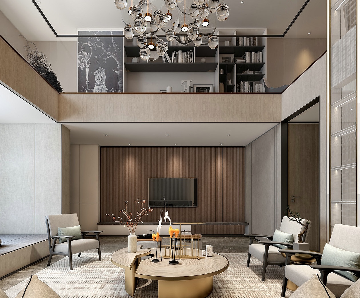 现代中式别墅 | 施工图+效果图+物料书