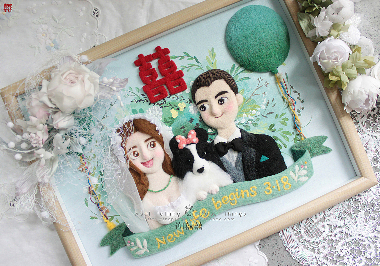 囍囍的羊毛毡 之 森林婚礼毛毡画（图ZOTE5MjYxMjQ=） - 其他手工艺 - 站酷设计师谢囍囍原创素材 - 站酷ZCOOL