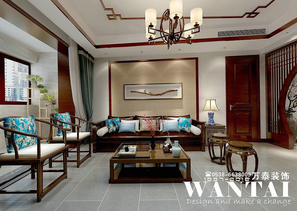 泰安万泰装饰|泰安岱下阳光花园125m²新中式装修效果图