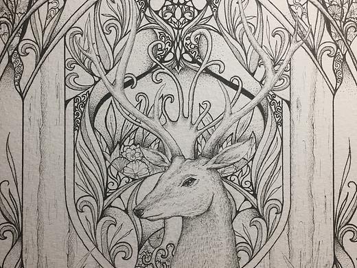针管笔插画《鹿Ⅳ》