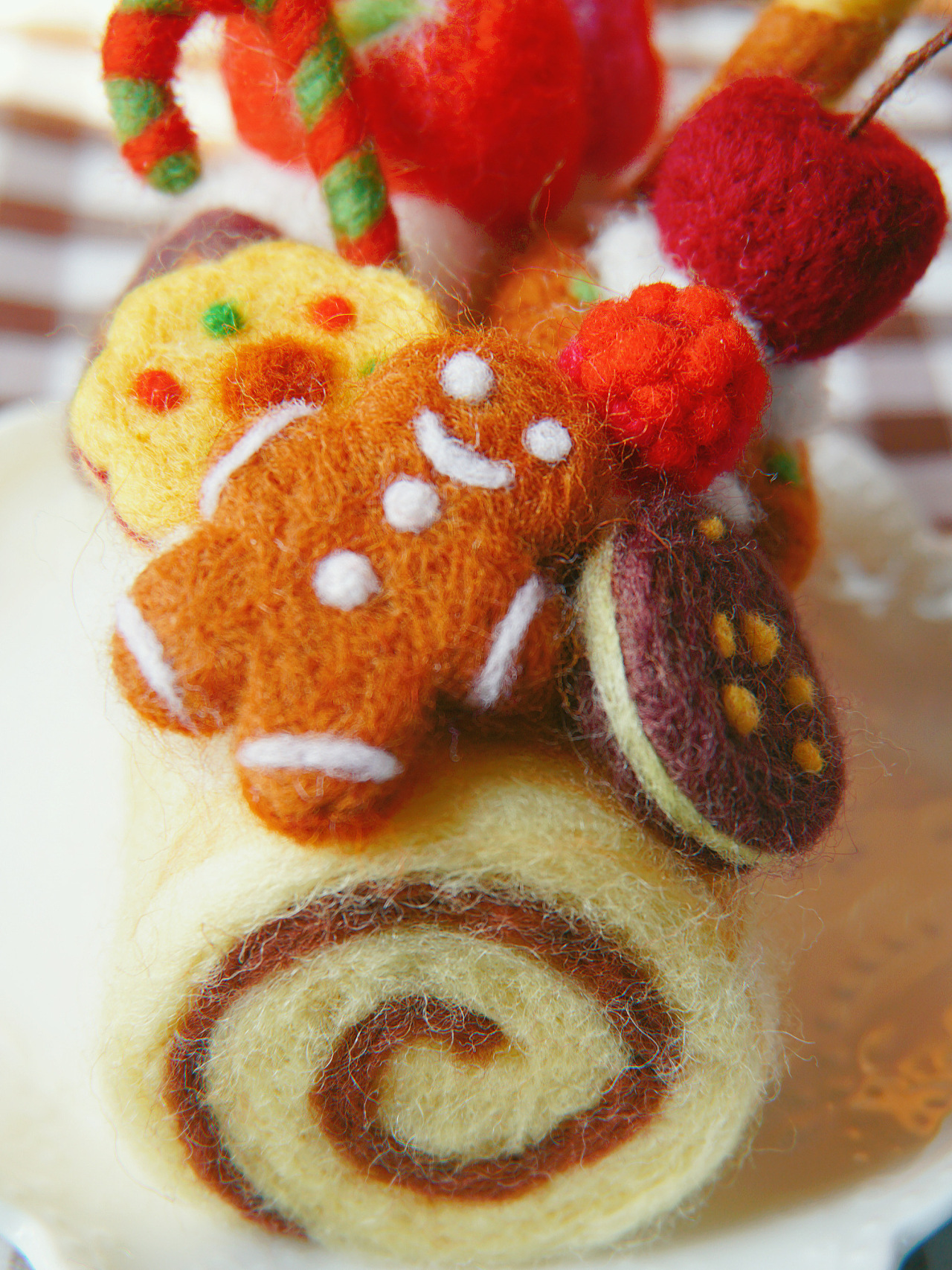 「原创手工」羊毛毡圣诞什锦蛋糕卷