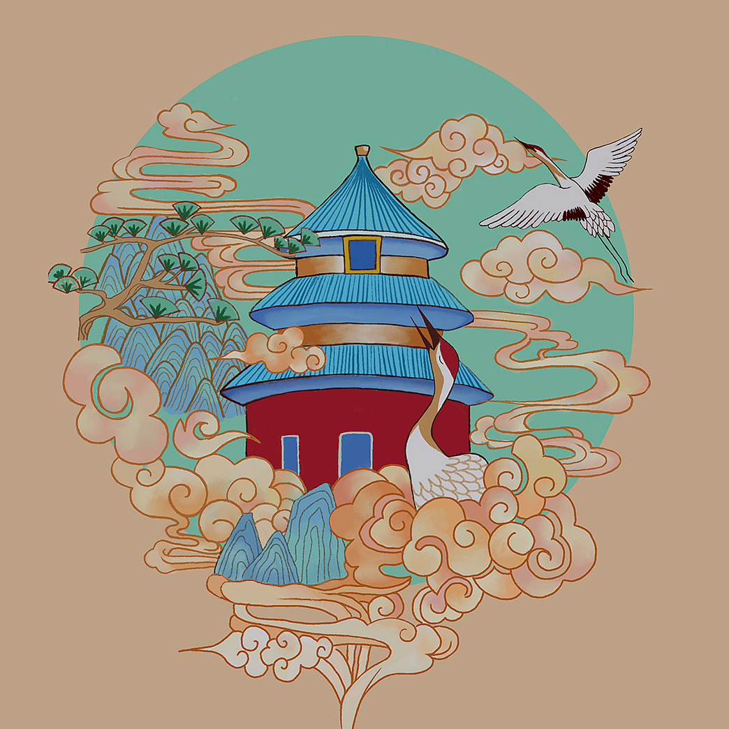 国风文创平面插画