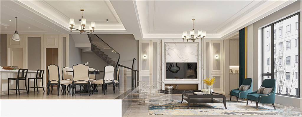 美式轻奢|380平常州别墅装修案例（图ZMjcwNzIyOTUy） - 家装设计 - 站酷设计师kikiv孙原创素材 - 站酷ZCOOL