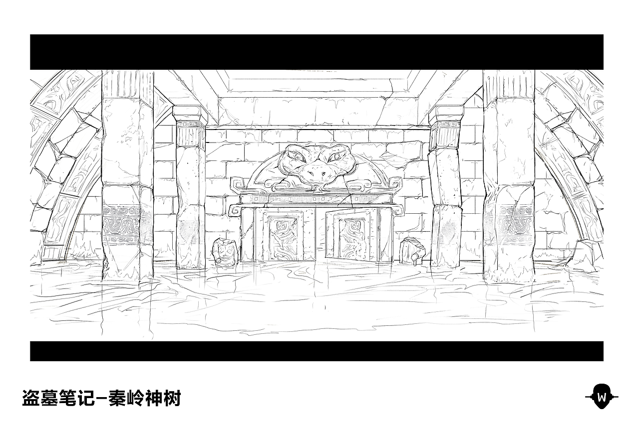 盗墓笔记之秦岭神树动画  场景线稿-1