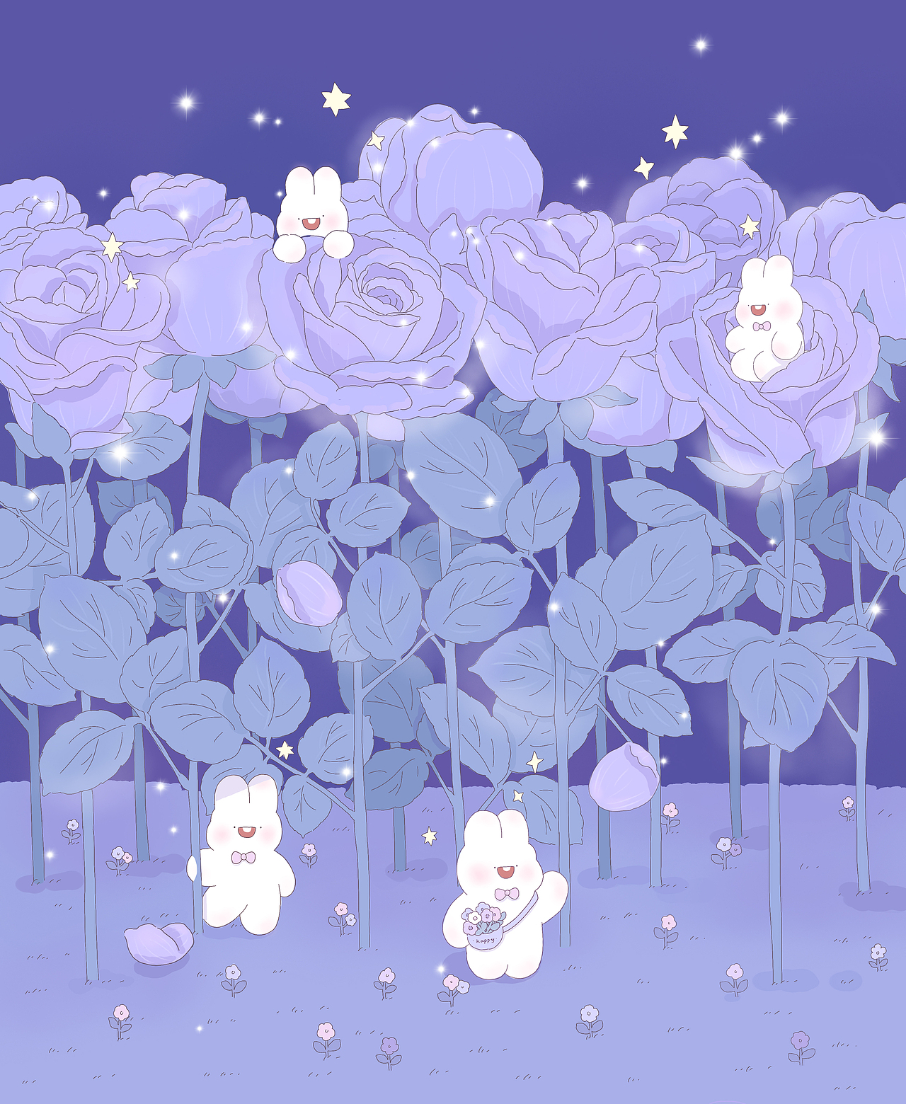 兔兔的紫色玫瑰丛（图ZMjk1MTQxMjg4） - 绘本 - 站酷设计师CollectionCCR原创素材 - 站酷ZCOOL