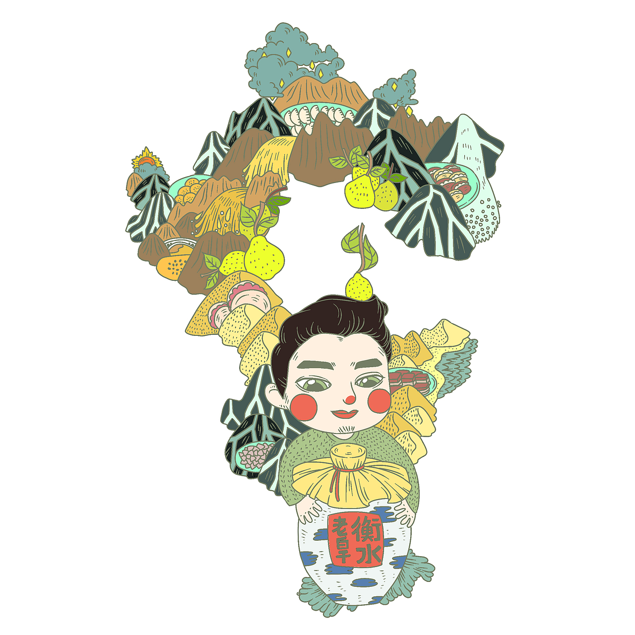 「毕设」各省的插画（四）（图ZNzgwMzgyMDQ=） - 艺术插画 - 站酷设计师余肉原创素材 - 站酷ZCOOL