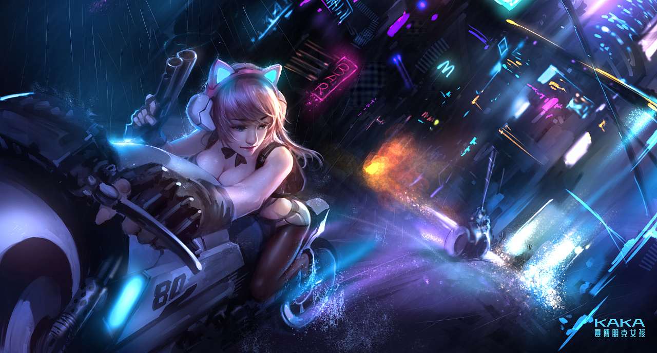 酷酷的赛博朋克女孩