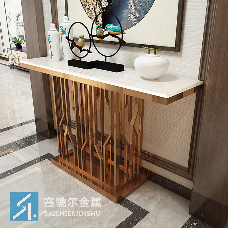 很多人都说不锈钢玄关柜茶桌架子是败笔，冷冰冰不适用（图ZMjQ0OTcwMjA4） - 生活用品 - 站酷设计师赛驰尔金属原创素材 - 站酷ZCOOL