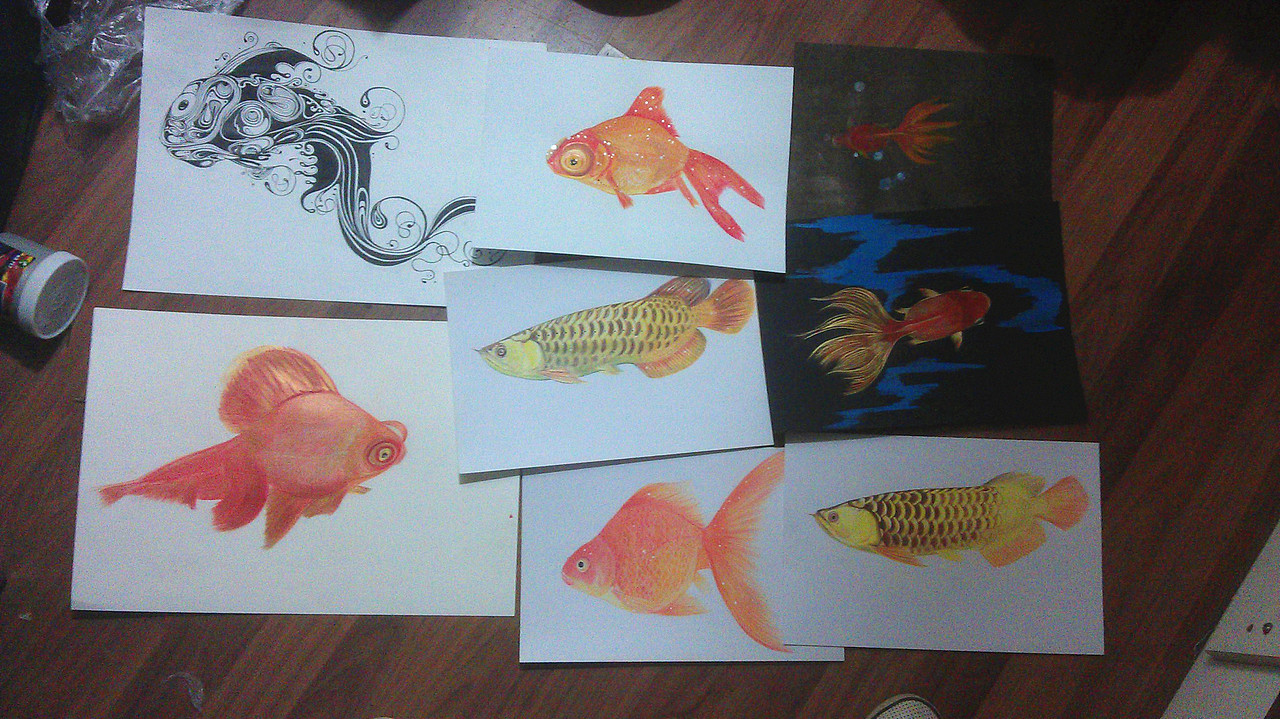 那些游动在纸上的鱼（图ZOTEwMTEzMg==） - 绘画 - 站酷设计师houruikun原创素材 - 站酷ZCOOL