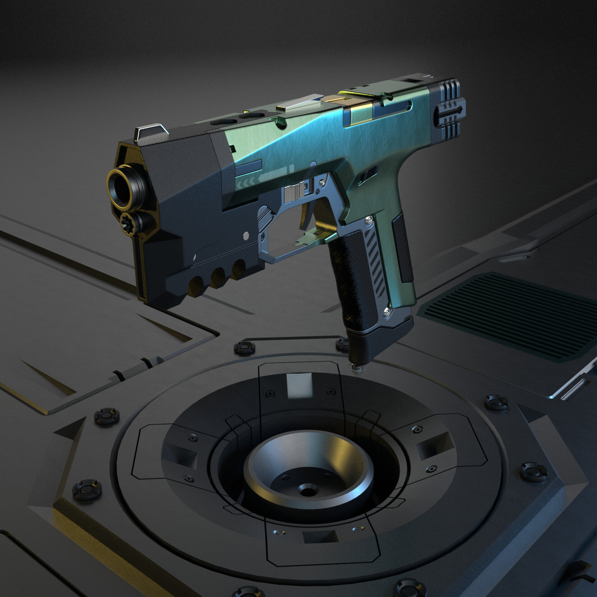 赛博朋克2077-fanart-militech pistol|三维|机械/交通|various_种种