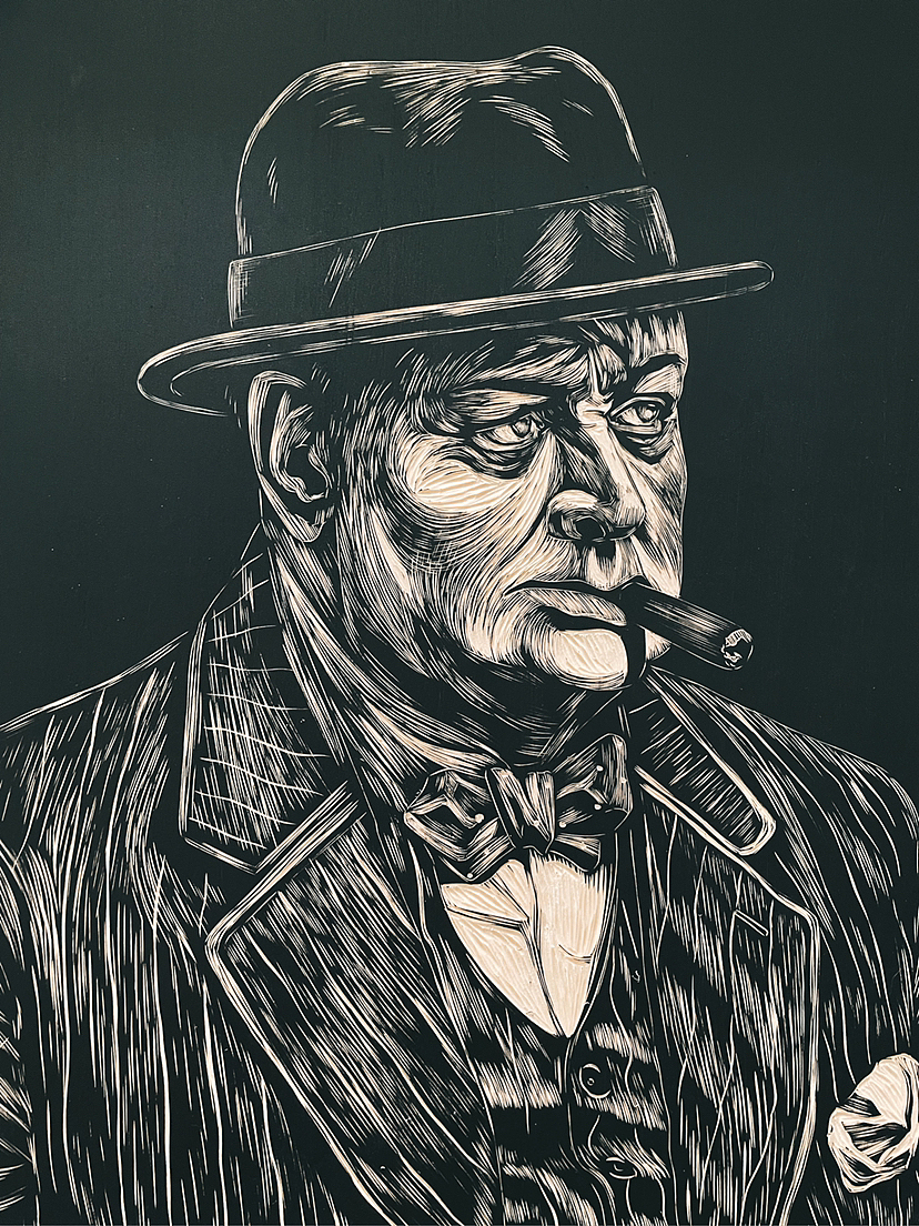 丘吉尔·木刻版画（图ZMzQzMzQ3Mjg0） - 其他手工艺 - 站酷设计师南山晓原创素材 - 站酷ZCOOL