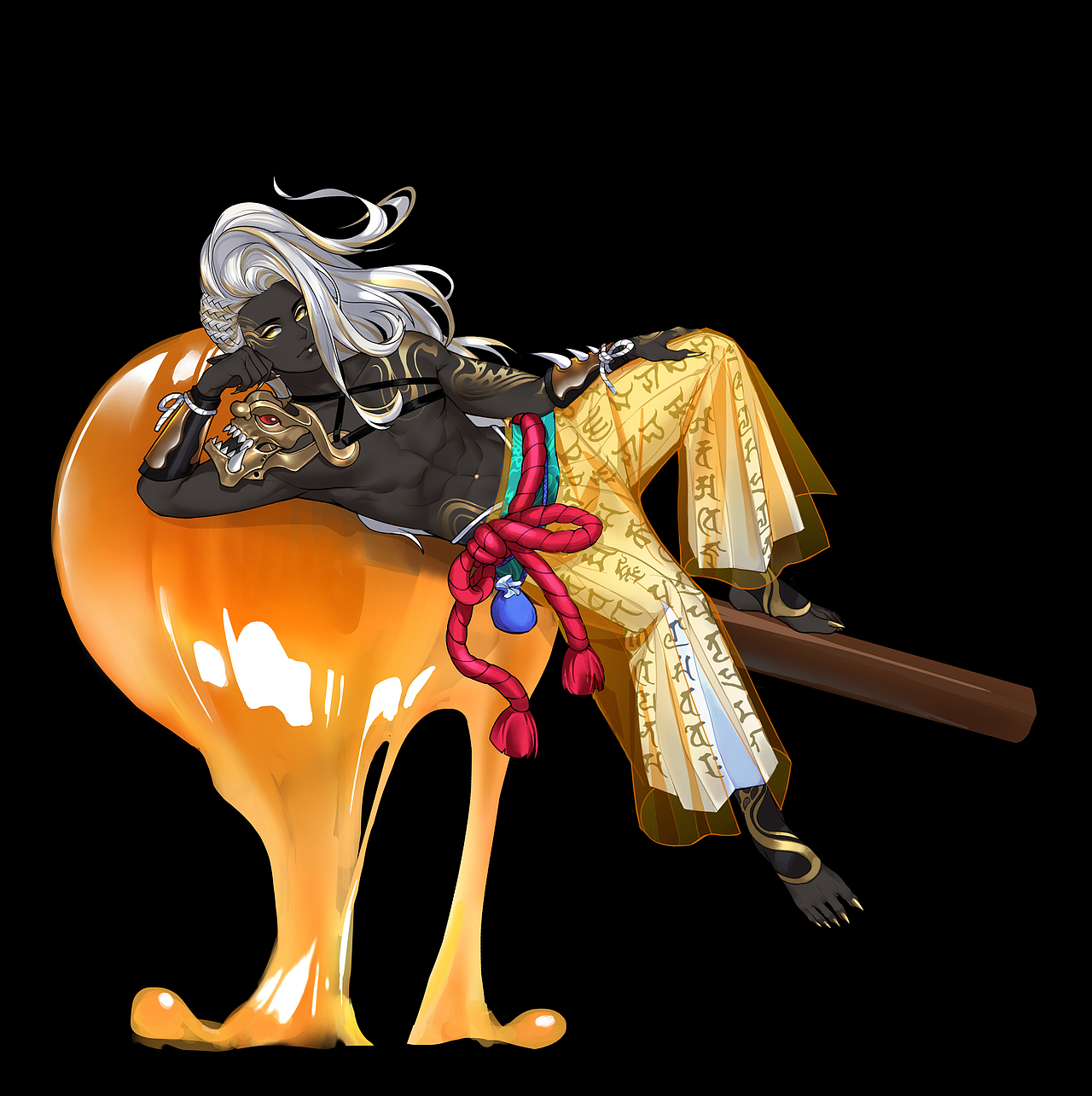 鬼王酒吞童子-堇茶如饴|插画|商业插画|囚徒两米八_原创作品-站酷