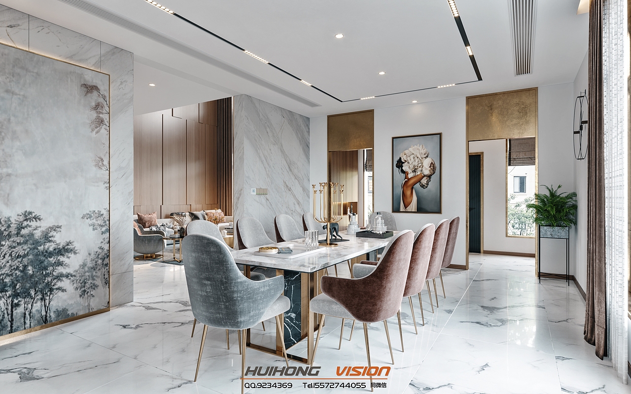 现代别墅客餐厅（图ZMjEzMzY0NzYw） - 家装设计 - 站酷设计师delde原创素材 - 站酷ZCOOL