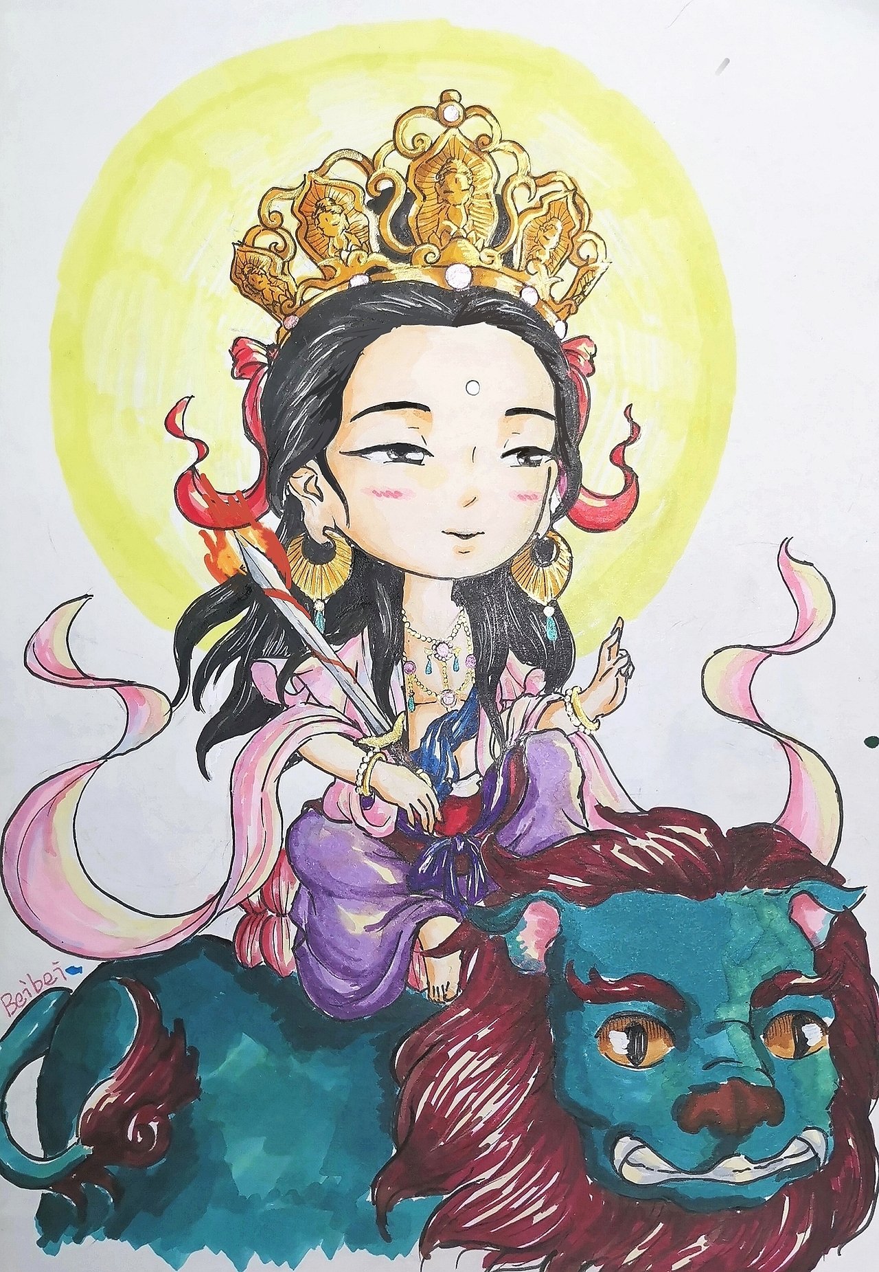 Jinbeibei画的四大菩萨（图ZMjc2NTI2ODcy） - 艺术插画 - 站酷设计师芋螺姑娘原创素材 - 站酷ZCOOL