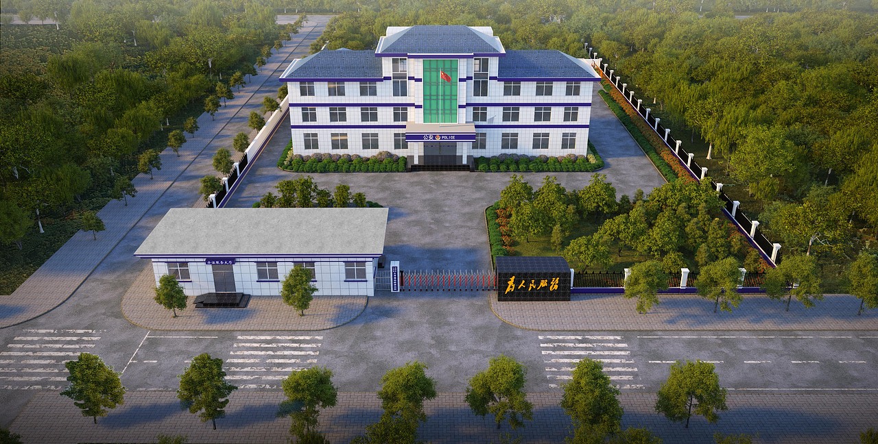 0 制作某派出所鸟瞰图