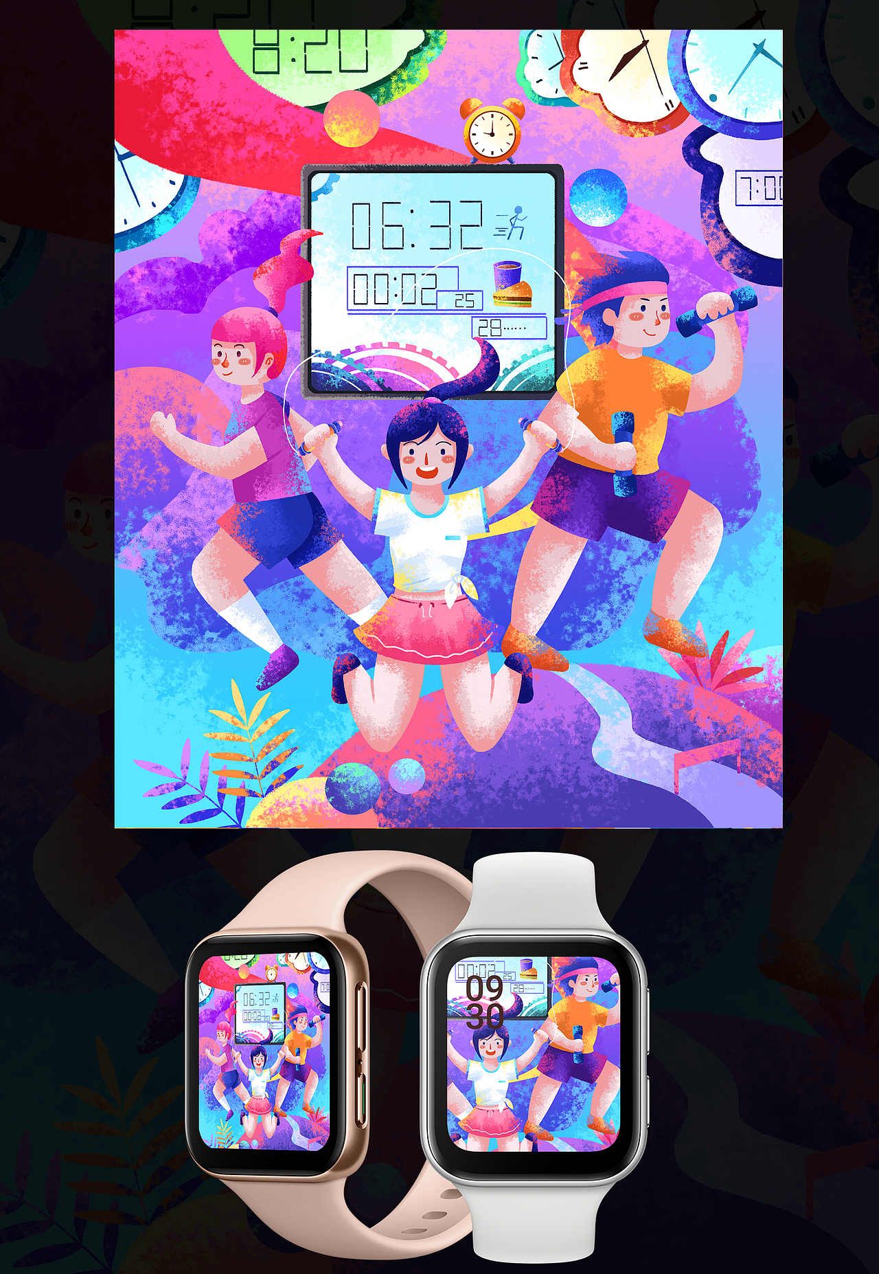 创意插画设计 万物皆可盘 - OPPO Watch 表盘创意设计