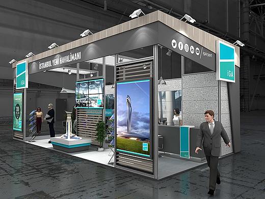 现代时尚简约展位展点展台3d效果图设计