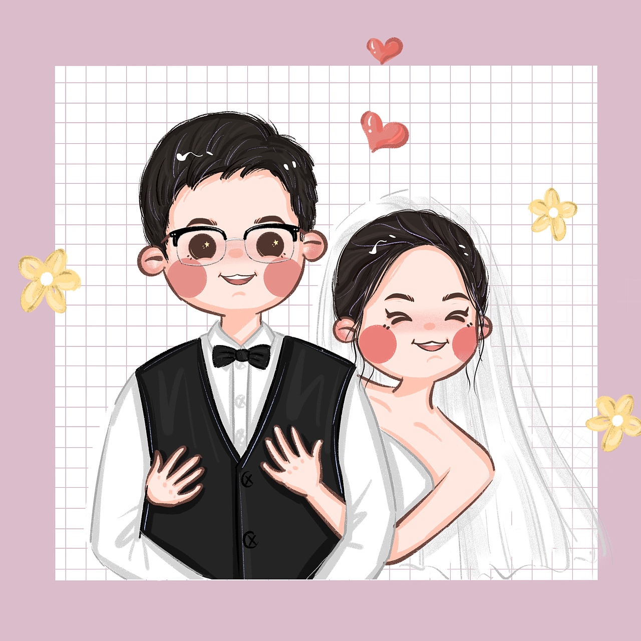 婚纱结婚照手绘