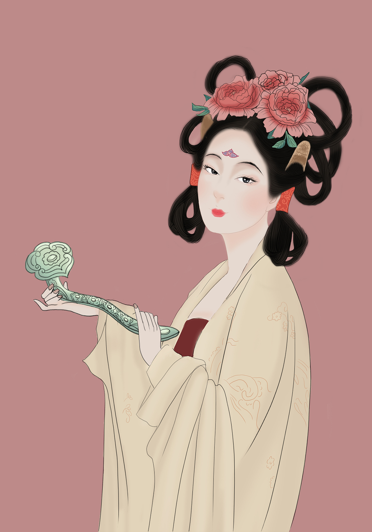 华籍美人图习作|插画|创作习作|杨葱头儿_原创作品-站酷zcool