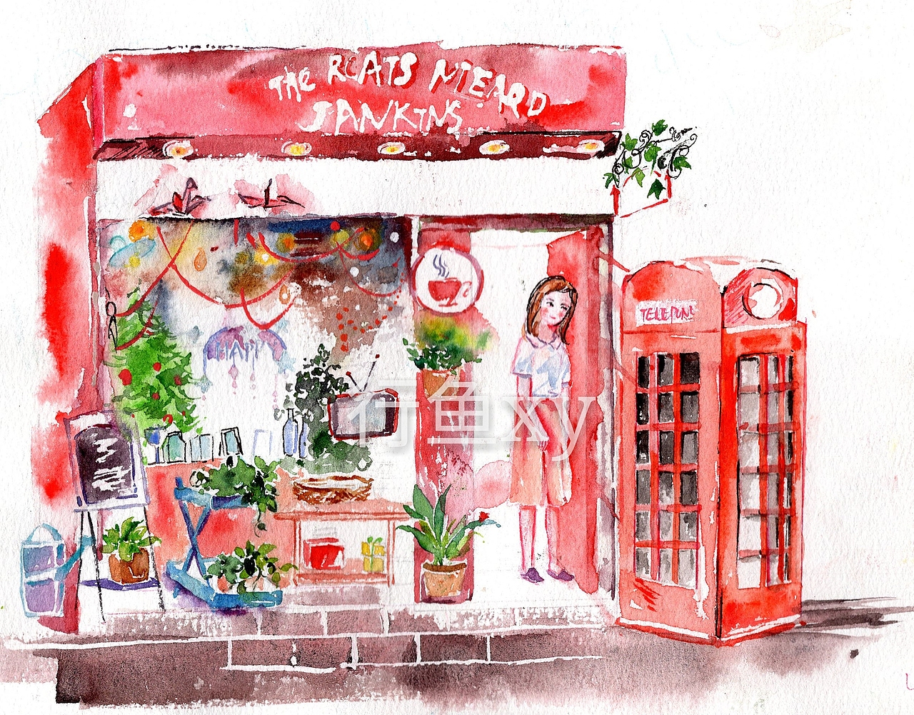 梦中的小店系列 水色与笔触的碰撞（图ZOTIwMjE0MjQ=） - 商业插画 - 站酷设计师行鱼xy原创素材 - 站酷ZCOOL