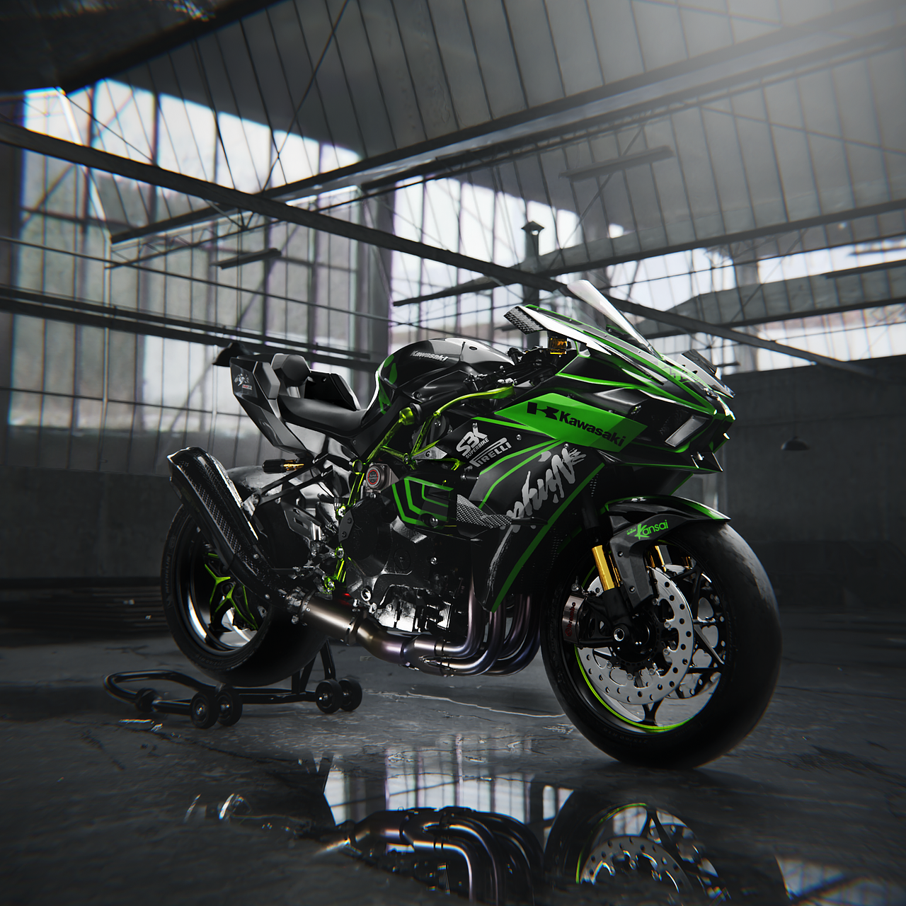 川崎Kawasaki Ninja H2R - Blender渲染（图ZMjczNzQ1NjE2） - 机械/交通 - 站酷设计师猫王阿祖原创素材 - 站酷ZCOOL