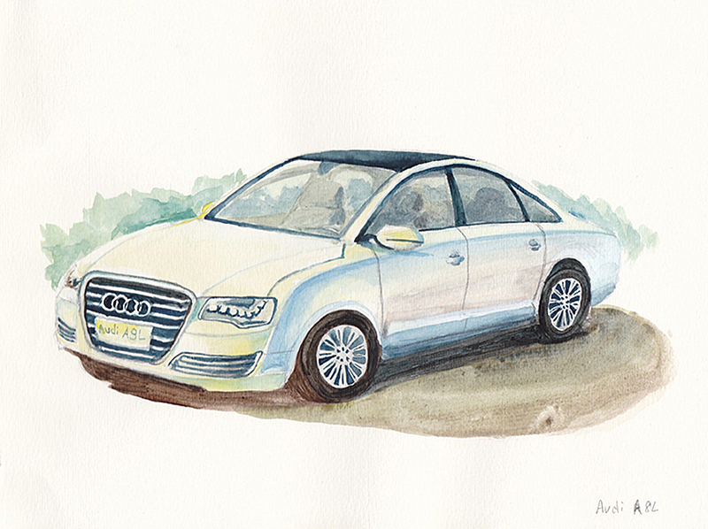 YOHO杂志汽车水彩插画