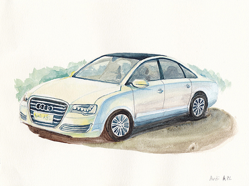 yoho杂志汽车水彩插画