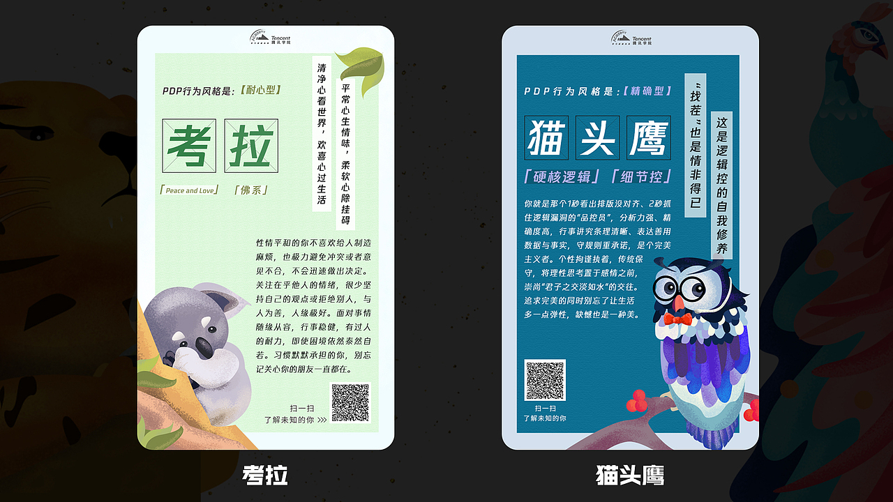腾讯学院“PDP测评”H5动物插画（图ZMTc2NDUzMDU2） - 商业插画 - 站酷设计师YC阿欣原创素材 - 站酷ZCOOL