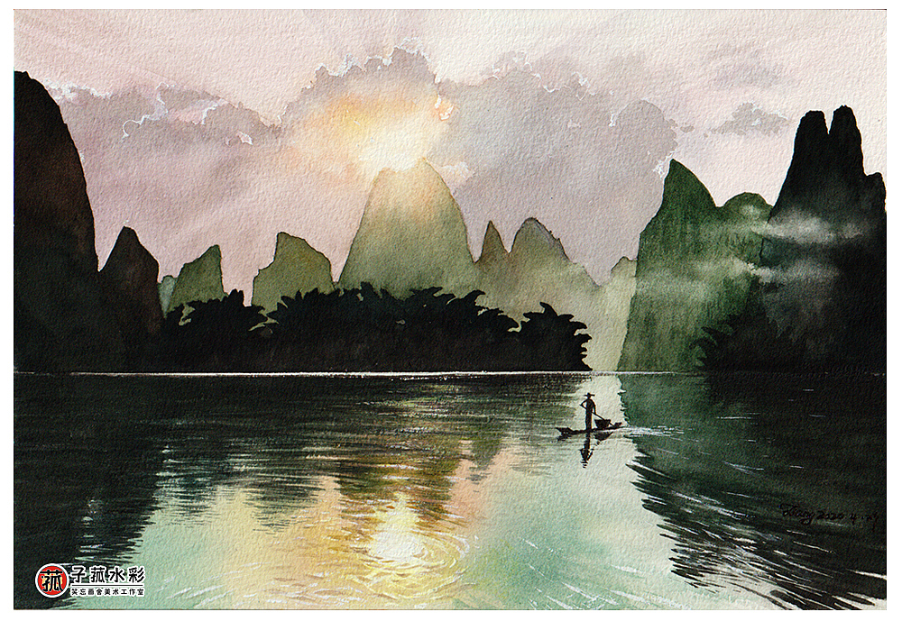 纸绘水彩——美丽广西(一)