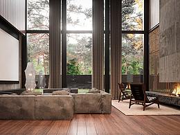 豪華沉穩(wěn)的林中住宅空間設(shè)計(jì)