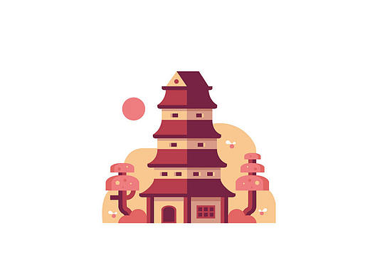 矢量风格简单建筑插画-临摹