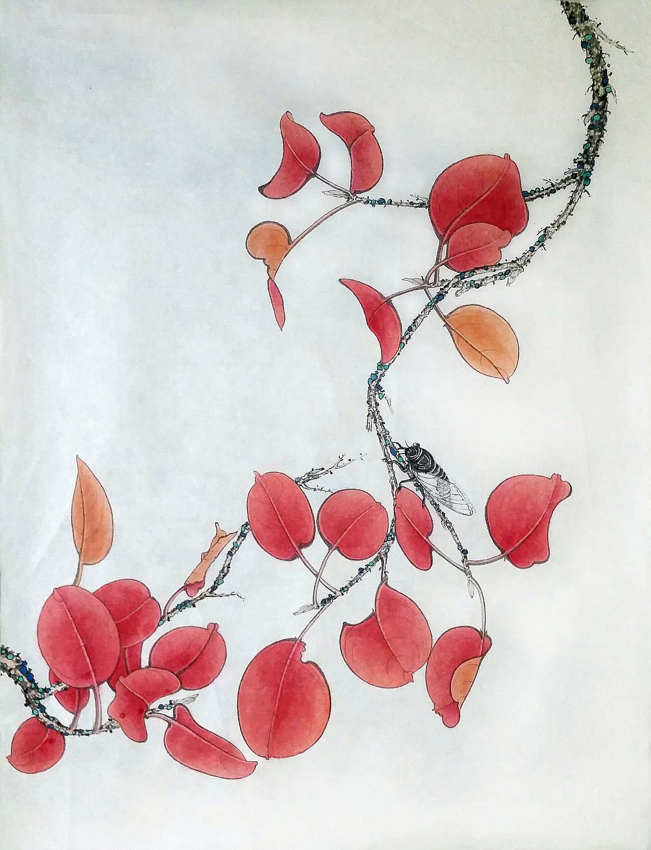 分享收藏国画工笔国画工笔墙绘雪树寒禽古建彩绘观世音菩萨白头丛竹竹