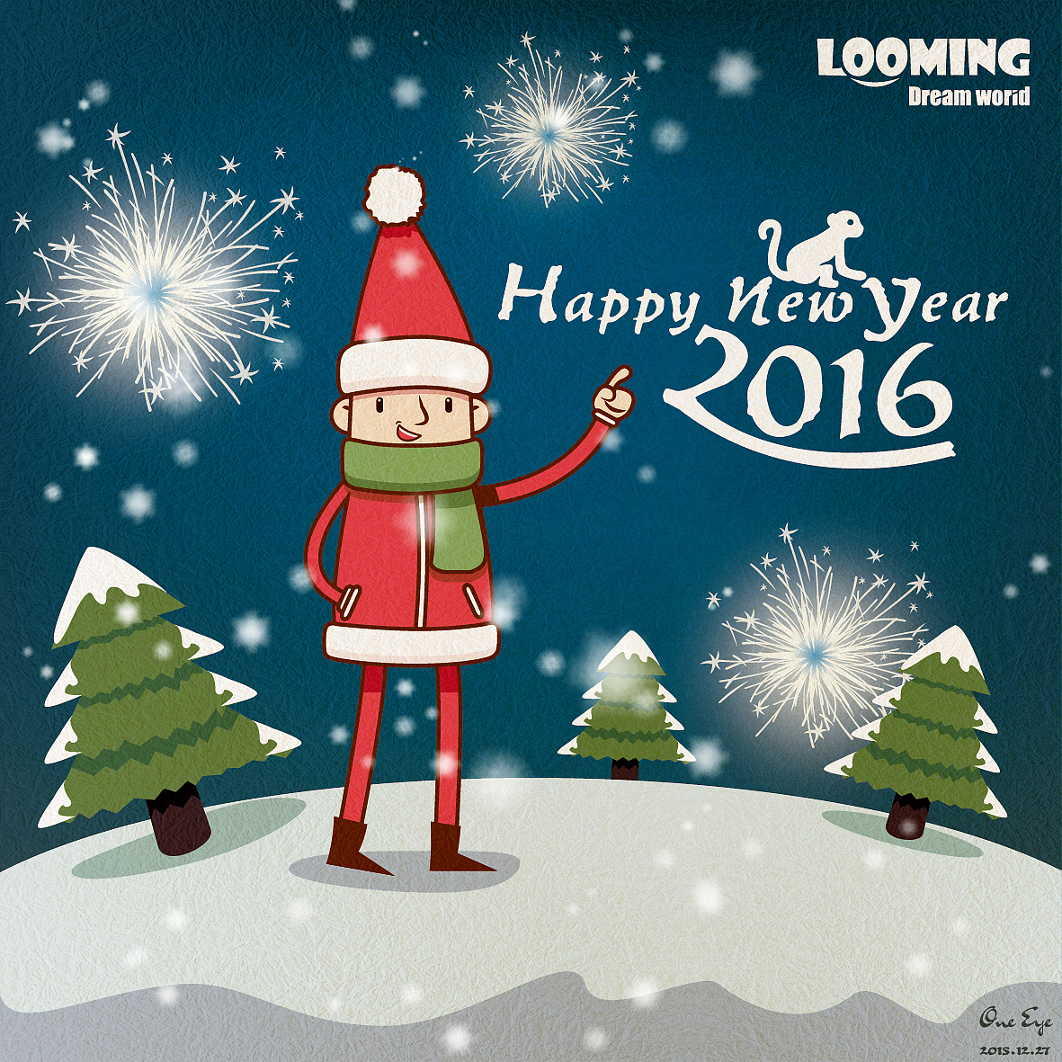 LOOMING祝大家元旦快乐（图ZMzk3OTE2NDA=） - 商业插画 - 站酷设计师OneEye原创素材 - 站酷ZCOOL
