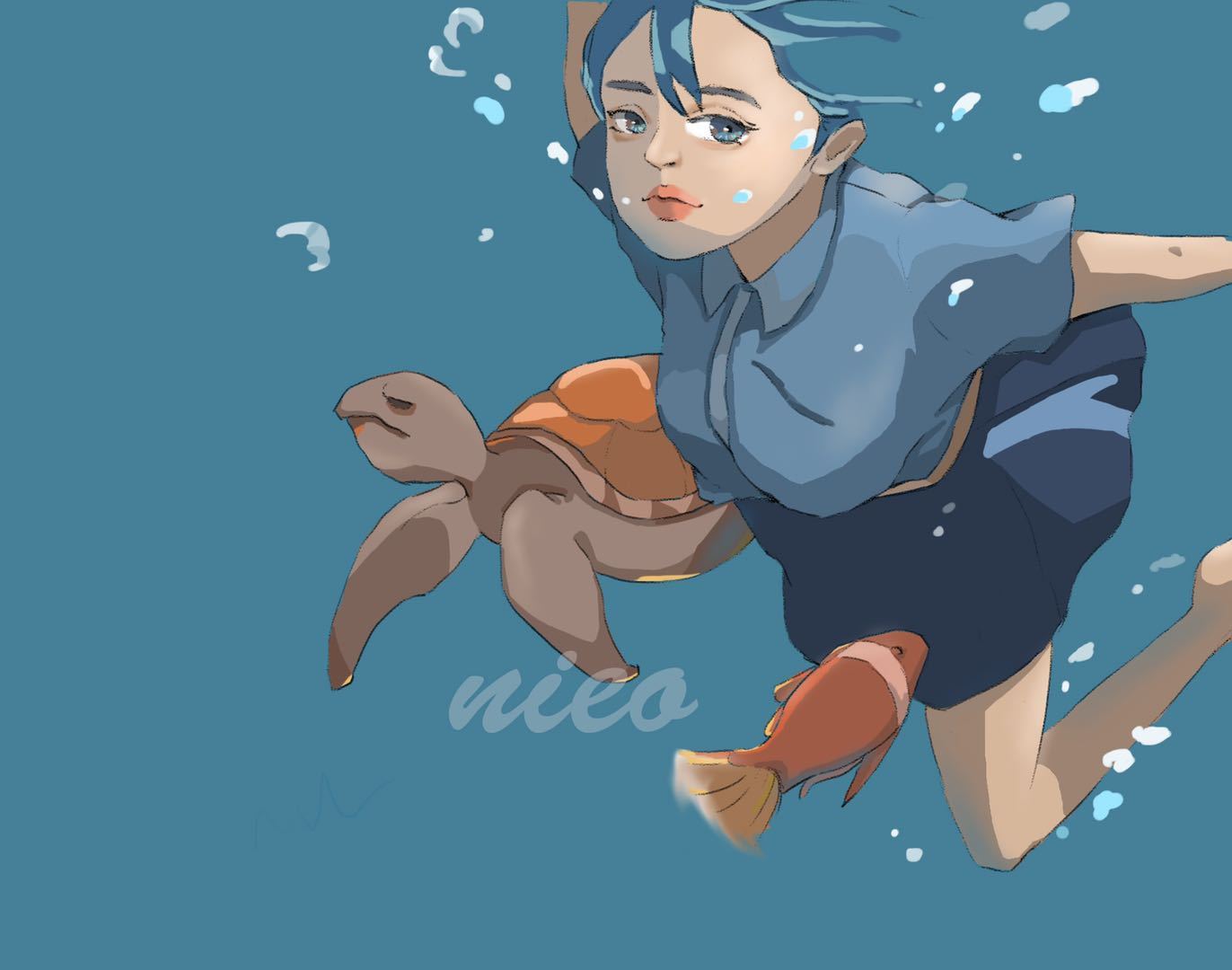 溺水|插画|创作习作|nieo白兔糖 - 原创作品 - 站酷 (zcool)