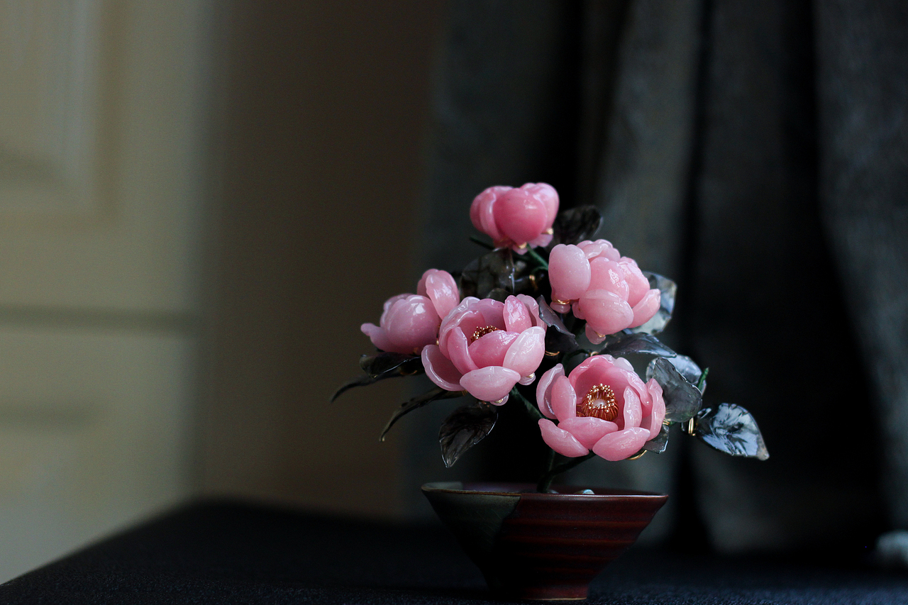 料器花——几盆桌面小摆设