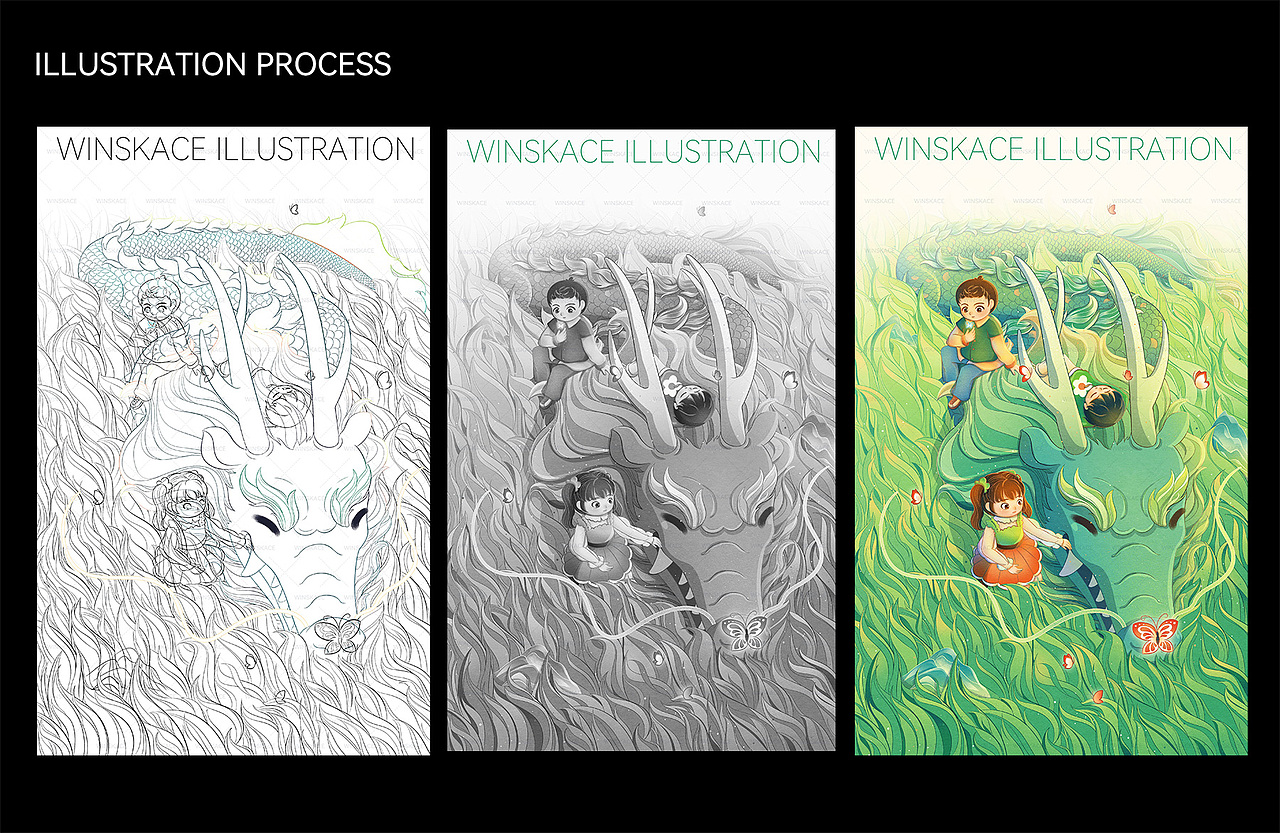 龍年的故事 | 國潮插畫（圖ZMzQyODY3NDQ4） - 創(chuàng)作習(xí)作 - 站酷設(shè)計(jì)師云汜_winskace原創(chuàng)素材 - 站酷ZCOOL