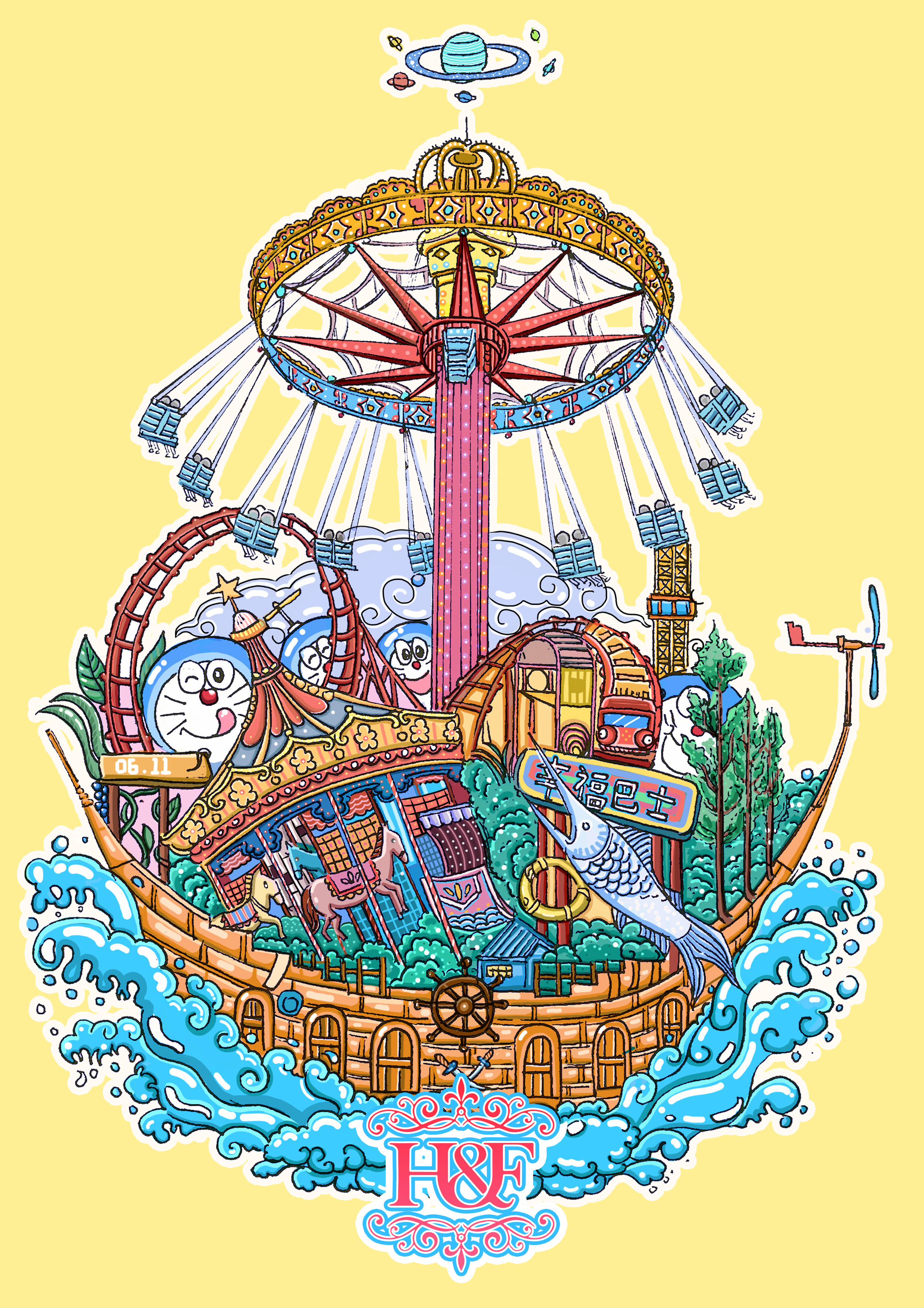 我们的游乐园上色版(ipad)|插画|商业插画|飞鱼92 - 原创作品 - 站酷