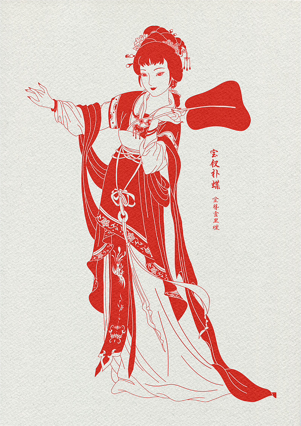 红楼梦金陵十二金钗印章风格插画