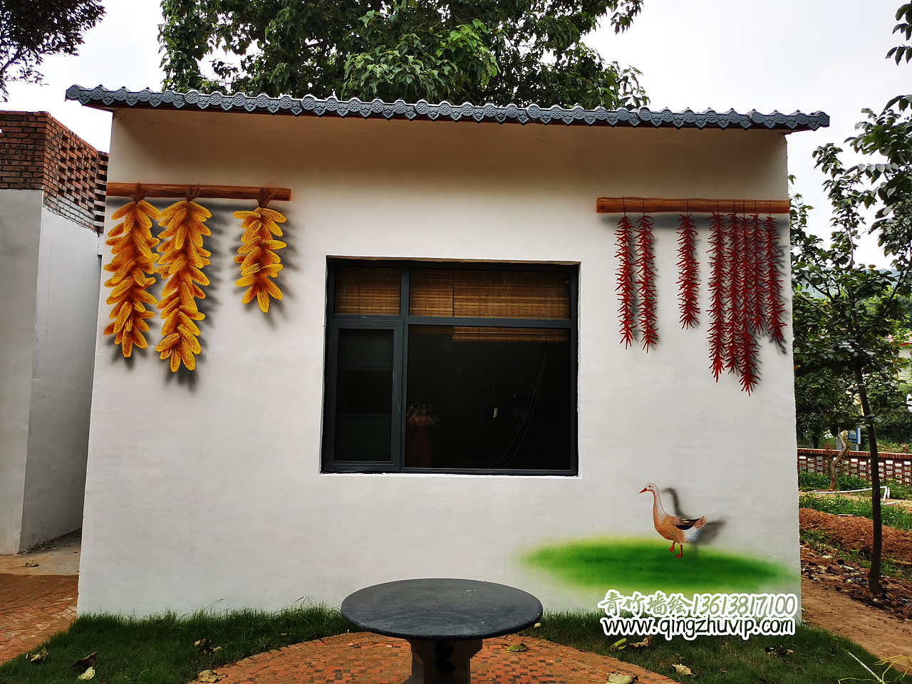 壁画,彩绘校园墙绘传统文化墙绘,仁义礼智信墙绘乡愁墙绘,花,玉米墙绘