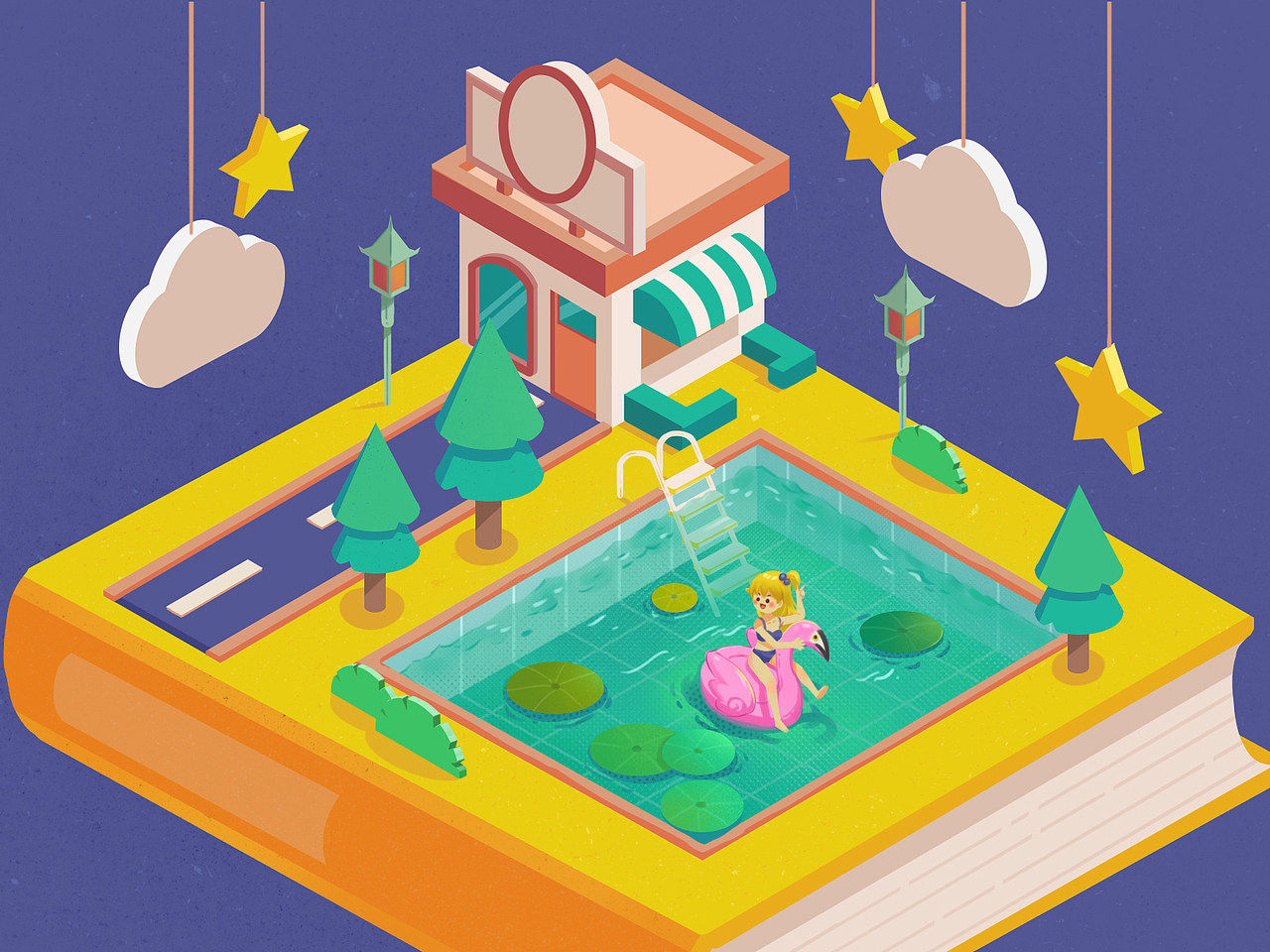 游泳池狂想曲（圖ZMTg2MDMxMzgw） - 商業(yè)插畫 - 站酷設(shè)計(jì)師nanxiyanhuo原創(chuàng)素材 - 站酷ZCOOL