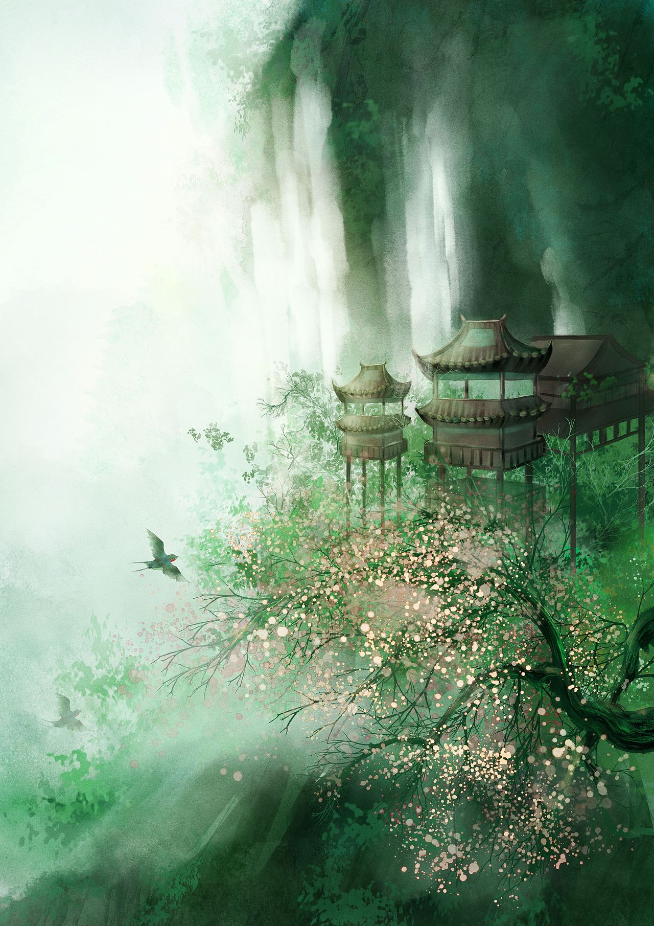 高山流水,庭院楼阁