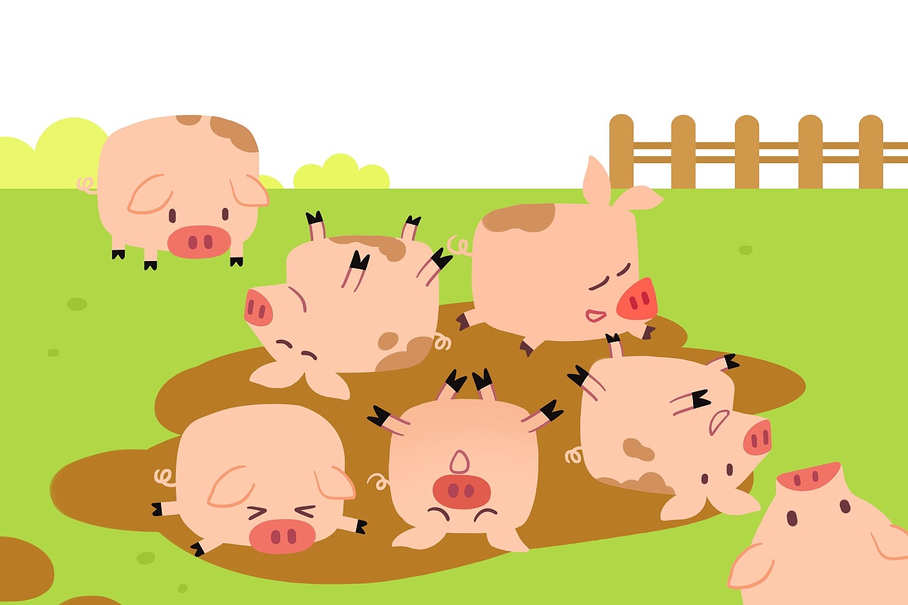 三只小猪睡在农场的稻草上图片下载 - 觅知网